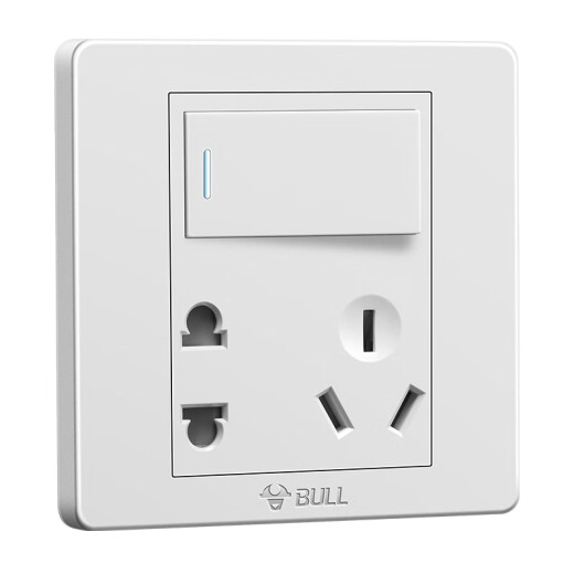 BULL switch socket G07 series one-open double-control five-hole switch socket single-open 86 type panel G07E334 white concealed installation