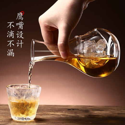 Montrachet Japanese handmade ice wine jug household ice wine container lead-free glass decanter cold wine jug sake jug warm wine dispenser large ice wine jug (white heart)