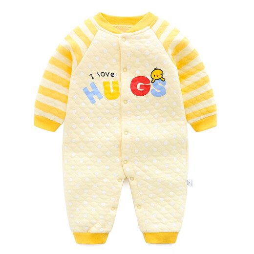 Kalawa baby clothes spring and autumn quilted baby jumpsuit new product baby clothes 0-1 years old newborn baby jumpsuit baby crawler double-layer blue baseball bear 6m (66 recommended 3-6 months)