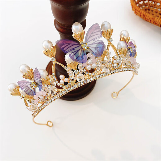 Chimera (CHIMERA) butterfly beaded crown headband children girls princess performance headband headdress birthday gift girl