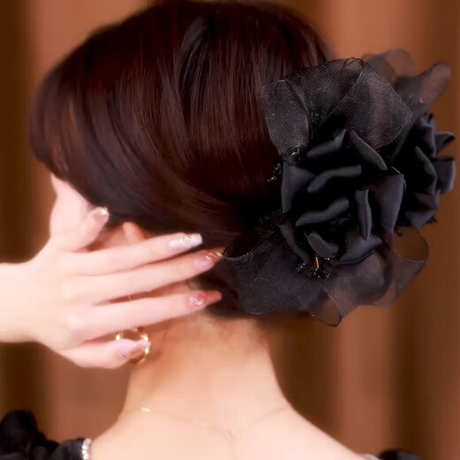 Xiangwan Hairpin Hairpin Organza Hairpin Bow Rose Clip Feminine Hairpin Back of Head Hair Accessories