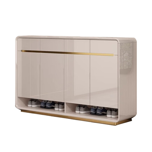 Leiyang Light Luxury Entry Shoe Cabinet Home Door Modern Simple Shoe Cabinet New 2024 Cream Style Solid Wood Painted Entrance Cabinet (Floor Standing 100cm Shoe Cabinet) Bright Paint