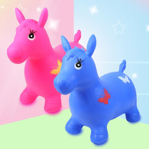 Children's Music Jumping Deer Jumping Vault Horse Inflatable Horse Animal Toy Cow Thickened and Large Rubber Horse Riding No Music Red Horse