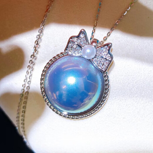 Prayer Silver Aurora Mabe Pearl Necklace Women's Sweater Chain Light Luxury Niche Single Bead Pendant Retro Young Fashion Mabe Bead Pendant 1 + Chain