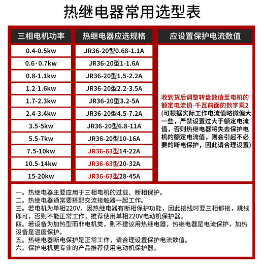Delixi JR36 thermal relay 220V overcurrent thermal overload protection motor 380v three-phase current adjustable 16B JR36-20 (0.68-1.1A)
