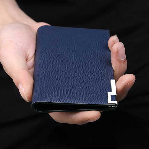 Williampolo Paul Bag Small Card Bag Men's Genuine Cuero VERTICAL Billetera Licencia de conducir para hombres Tarjeta de banco Banco Tarjeta de banco Patrón de cruz azul