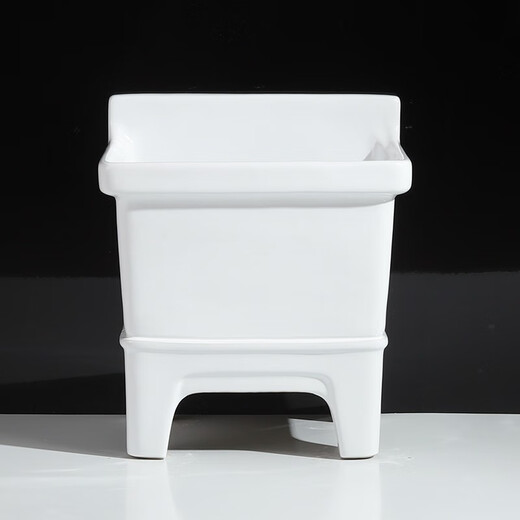 Shiyidi mop pool ceramic mop pool tall four-legged mop pool outdoor balcony mop basin pool with overflow 45CM manual drain