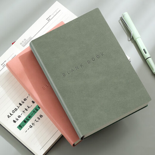 Faramon A5 verdicktes Notizbuch 736 Seiten A4 Hochwertiges weiches Leder Einfacher Notepad College-Studentenauszüge können angepasst werden A5-Blue [Blank 736 Seiten]
