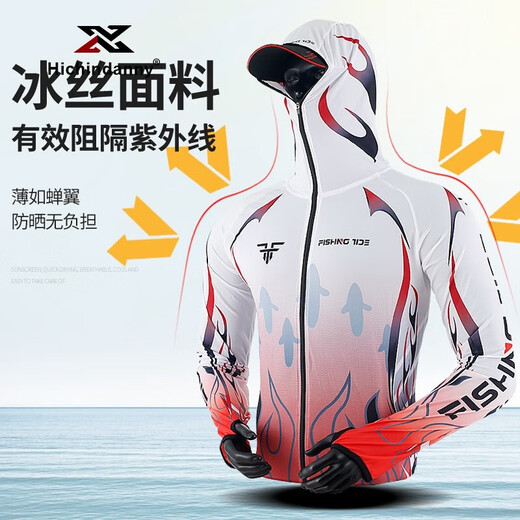 HICHIN DANNY Fishing Sun Protection Clothing Men's Ice Silk Breathable Quick-Drying Outdoor Leisure Competition Summer Fishing Clothing Set Gradient Blue 2XL Suitable for 160-180 Jin Jin equals 0.5 kg