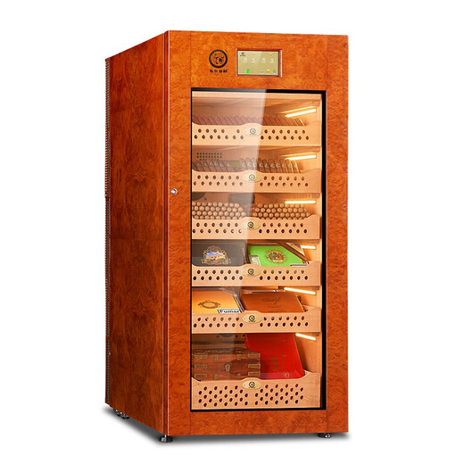 Bulldog cigar cabinet, constant temperature and humidity control, eggplant humidification cabinet, constant humidity and ammonia removal, red wine cabinet, imported compressor, cedar wood, energy-saving fingerprint password lock, wifi, high-end solid wood shell VC428, new fourth generation VC428 oak gilded model, 2000 cigars