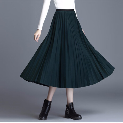 Yalu free and easy skirt spring season skirt pleated a-line one-step half-length skirt women's mid-length high-waisted YL-ZS-9009 black pleated one-size-fits-all