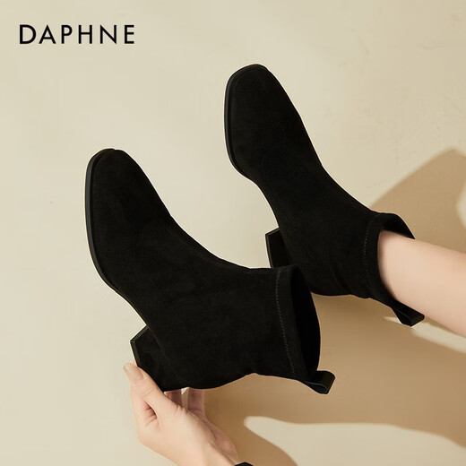 Daphne Matte короткие ботинки для женщин весной и осенью 2023 г. Новые сапоги для овчины одиночные сапоги ретро толстые каблуки Тонкие ботинки Martin Boots Black 37