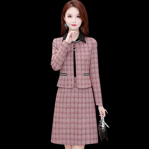 Ou Si Mai two-piece suit skirt autumn and winter dress women's fashion suit women's 2020 autumn fashionable age-reducing temperament suit slimming skirt women GGZ62190 red grid L