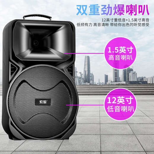 Sony Ericsson (soaiy) SA-X81 square dance high-power subwoofer outdoor karaoke electric guitar instrument speaker Bluetooth pull rod microphone amplifier microphone stall stall speaker 12 inches