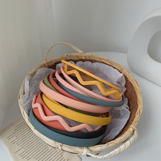 Morning Star Korea's Sweet and Simple Face Wash Hairband for Girls, Versatile for Going Out, Internet Celebrity Hair Cave Pressed Hair, Anti-Slip Hairpin, Hair Travel, Extra Wide Navy + Orange - 2 Piece Set