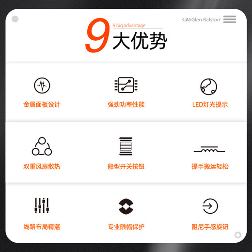 格伦士顿（Glen Ralston） 专业大功率纯后级双3三四通道功放机舞台户外家用ktv会议酒吧 四通道HG-15(1600Wx4)
