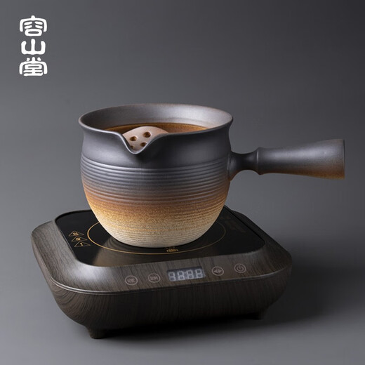 Rongshantang coarse pottery pot tea roasted milk tea pot around the stove tea brewing device Chaozhou Kung Fu kettle teapot electric ceramic stove health pot coarse pottery flame burning pot tea brewing device - extra large