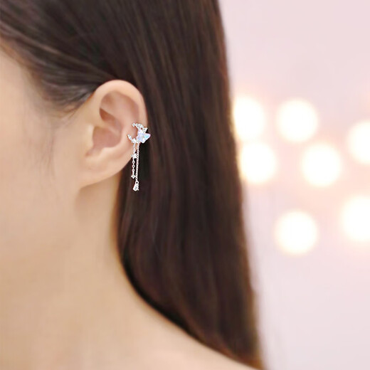 Dijing 925 silver earring clip for women without piercing ear bone clip ear tassel no need for piercing, no need to punch earrings without punching