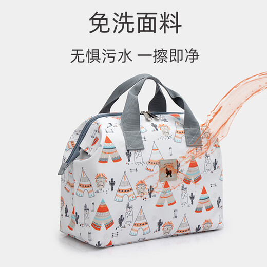创京懿选吸奶器收纳包婴儿尿不湿吸奶器收纳袋外出便携尿布尿片包防水 印第安小熊L配肩带