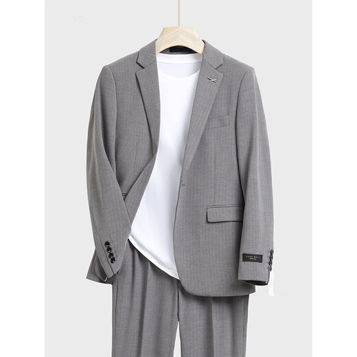 ROMON light luxury yarn-dyed herringbone suit for men, British slim fit, Korean style groom's wedding dress suit for men, brown gray/jacket+vest+trousers 3XL (165Jin Jin is equal to 0.5kg)