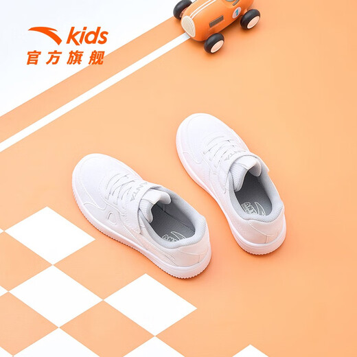 ANTA Children's Sports Shoes Boys' Shoes 2023 New Children's Mall Same Style Velcro Trendy Sneakers Anta White-3 28/17.5cm
