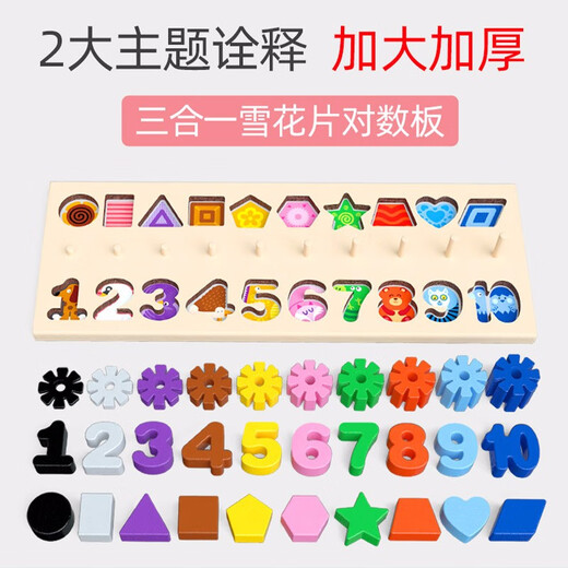 Toys pour enfants pour éclairer l'intelligence numérique Building Block Assembly Puzzle Cognition Baby Brain-Use Boy 1 Girl 2 Two Years Early Education 3 ANS 4 ans 4 Kindergarten Wooden Toys-Child Interactive Tabletop Game Fived-One Logarithmic Board + huit tons piano
