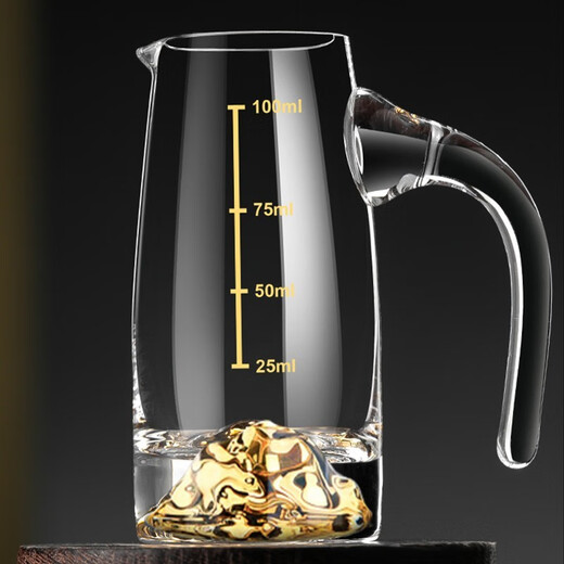 CRISTALGLASS Crystal Gold Foil Liquor Divider Glass Household Chinese Liquor Cup Set Wine Divider Jug Wine Measurer Erliang Jinshan Gold Foil Handle 100ml 6 pieces 100ml