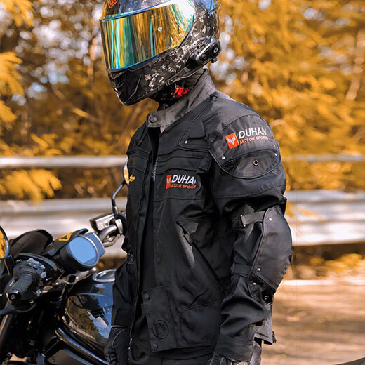 
DuHAN (DUHAN) motorcycle riding suit men's four-season anti-fall motorcycle suit off-road racing suit knight's pants black suit (top + pants) 2XL