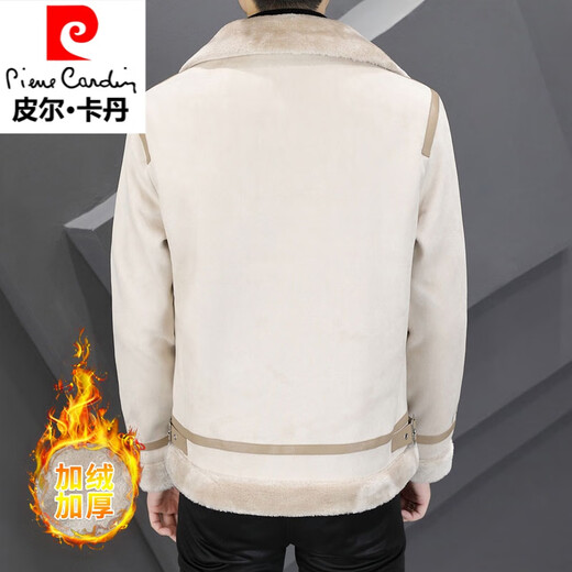 Pierre Cardin woolen jacket men's jacket 2025 winter new velvet thickened short youth fur one-piece men's jacket black 3XL