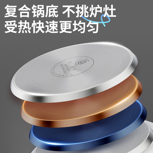 TRIANGLE steamer 304 stainless steel three-layer household 30cm soup pot steamed buns steamed buns multi-bottom gas induction cooker universal