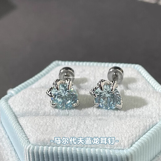 QMXD Exploding Maldives Blue Dragon Claw Ear Bone Nails Women's Titanium Steel Flat Bottom Twist Cochlear Nails Couple Earrings No need to take off when sleeping, single