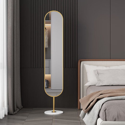 Chuangjiang Miroir de mise au plancher de style nordique pour chambre à coucher étroite côté habillage tridimensionnel miroir de miroir de miroir à corps complet moderne pour fille en plein air (cadre doré + pierre blanche)