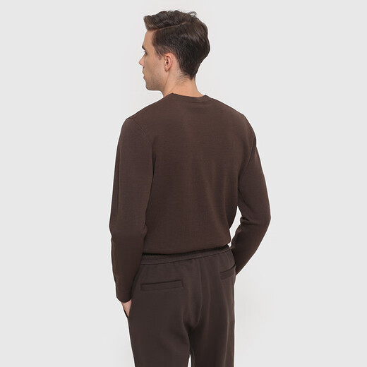 Callisto [Wolle gemischt doppelseitig Jacquard] Herbst und Winter warmer runder Nackenpullover für Männer Geschäft Casual Pullover Strick-Pullover Kaffee 2xl [54 Größe] 120