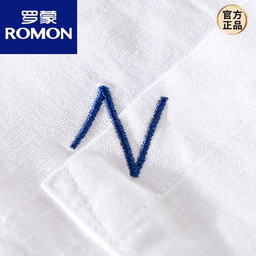 罗蒙（ROMON）男士亚麻翻领短袖t恤宽松翻领上衣服有带领T棉麻料体恤麻布夏装 yunyi-9711白色 3XL