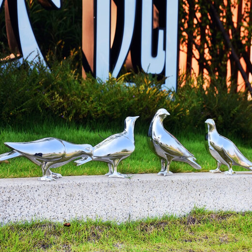 Juyanghui simulated pigeon ornaments animal sculptures imitation stainless steel copper bird swallows outdoor courtyard garden interior decorations a pair of electroplated silver