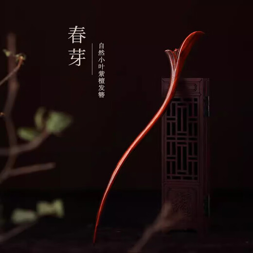 Two Worlds Love Small Leaf Rosewood Hairpin Ancient Style New Chinese Hanfu Hairpin High-end Simple Hairpin Hairpin Jewelry Gift for Women Spring Bud Hairpin + Gift Box