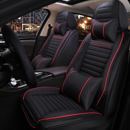 Omanu -Autositzkissen Four Seasons Universal Leinen vollständig geschlossene Autositzabdeckung Stoff Atmungsfreie Sitzkissenabdeckung für Luxusversion Black und Lila Peugeot 301 308 408 4008 5008
