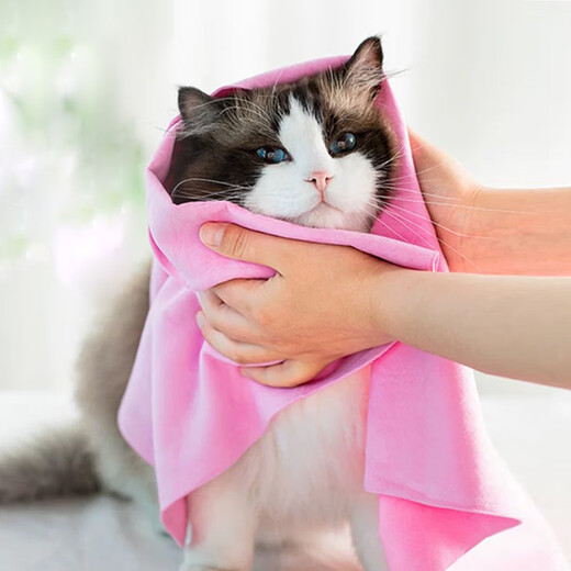 Suican pet absorbent towel imitation deerskin towel large bath towel pet special bathing plus size cat and dog wiping 66 43cm pet absorbent towel 1 piece (random color)