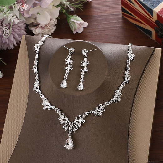Moyun New Special Price Bridal Crown Jewelry Set Korean Annual Party Wedding Wedding Dinner Wedding Dress with No. 3 Necklace + Earring Clip