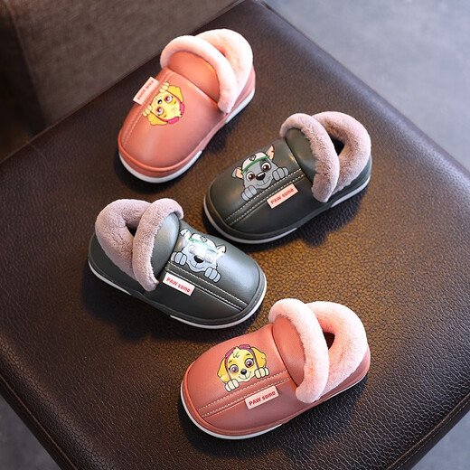 Paw Patrol (PAW PATROL) Paw Patrol Children's Leather Cotton Shoes Bags and Cotton Slippers Winter Warm Indoor Home Non-slip Boys and Girls Baby Hair Slippers 2019 Paw Patrol Leather Cotton Shoes Blue Archie 16.5 Inner Length 16.5cm 180 Code (Suitable for Size 27)