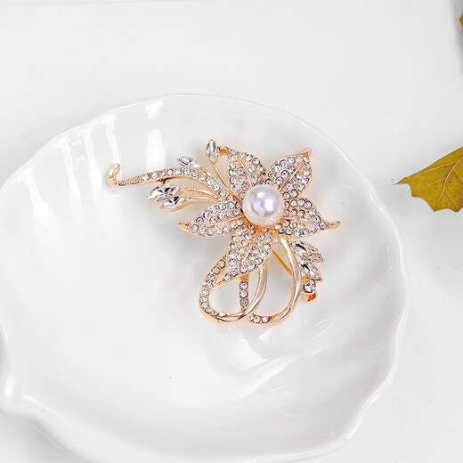 Crystal brooch for women, high-end corsage, light luxury suit badge, anti-exposure, practical corner button, coat fashion accessories, elegant brooch three-piece set TS171