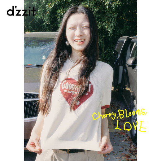 DZZIT地素时尚针织衫春夏珠片绣撞色绣花设计女3H2E3271B 白色 XS