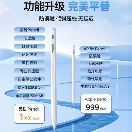 Pinsheng iPad capacitor pen Apple pencil Apple pen 2nd generation touch tablet stylus special air5pro4mini6 DISPLAY [Choose to billions of people] Double battery life | tilt pressure sense | anti-fault touch