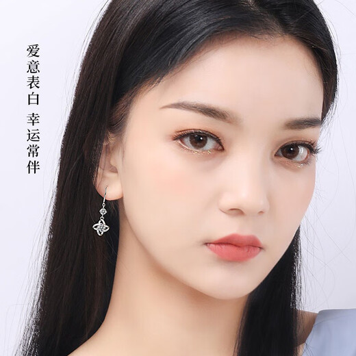 Crystal four-leaf clover earrings 99 pure silver earrings for women 2025 new earrings high-end birthday gifts for girls to give to their girlfriends