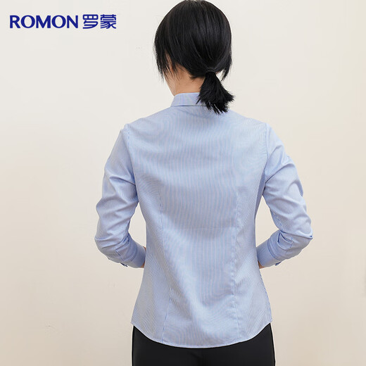 Romon DP no-iron 100% cotton anti-wrinkle long-sleeved shirt for women pure cotton no-iron slim business striped shirt for women