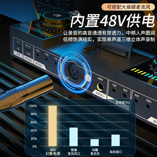 Ten lights G10 sound card microphone set for mobile phones and computers, universal Douyin Kuaishou anchor live broadcast K singing and shouting with wheat and goods, professional recording 2026 G10PRO equipment voice changer G10 single sound card + 3 meters headphones (no microphone) comes with OTG cable + adapter