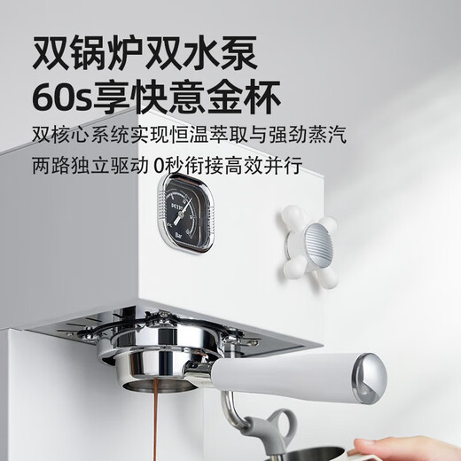 
Baicui Coffee Machine Italian Concentrated Dual Boiler Latte Home Office Full Semi-Auto Small Integrated Commercial Milk Froth American PE3888 Holiday Gift Straight Coffee Machine + PE3755S Bean Grinder Set