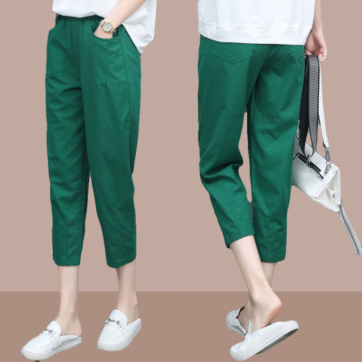 tzbt七分裤女夏季薄款新款时尚女装宽松哈伦休闲裤 爆690Q#黑色 M 【建议100斤以下】