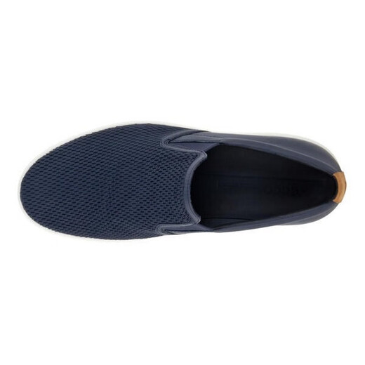 ECCO Herrenschuhe Leinwandschuhe im Freien Freizeitschuhe Single Schuhe Stoffschuh ein Fuß niedrig flacher Mund atmungsaktives Licht und stetig Frühlings- und Sommer Marine/Marine/Lion [Dunkelblau] 40