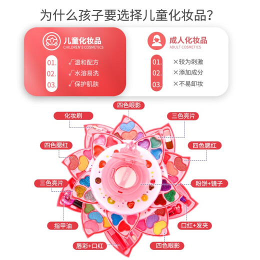 亲子部落儿童化妆品玩具真实化妆盒套装彩妆化妆包过家家玩具女孩6岁礼物 照相机美妆盒【22配件】